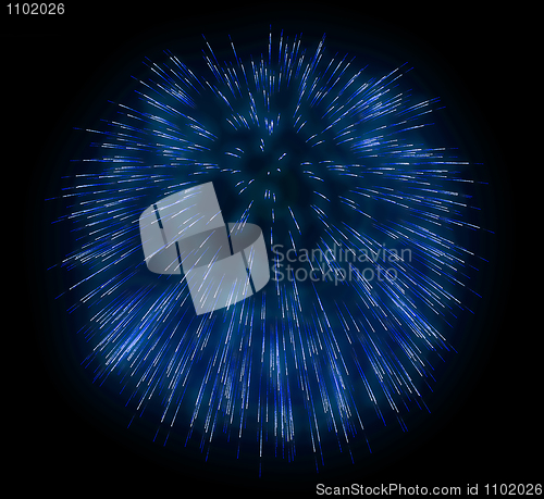 Image of Blue festive fireworks at night 