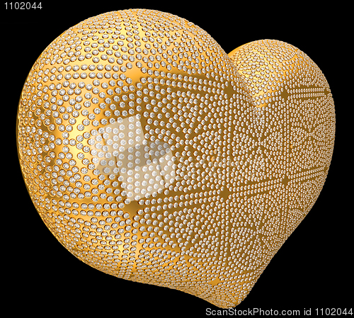 Image of Golden heart inlaid with diamonds