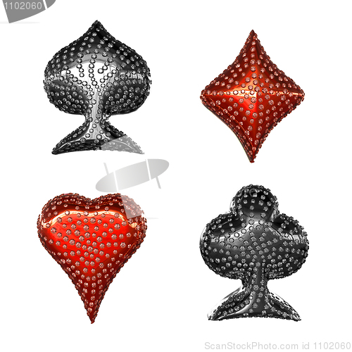 Image of Card suits incrusted with diamonds