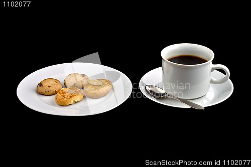 Image of Black coffee and biscuits