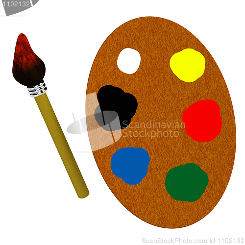 Image of 3d wooden palette with brush