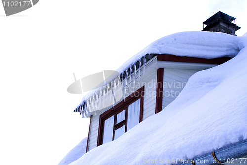 Image of winter house with wondow close up