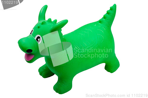 Image of Green inflatable toy dragon
