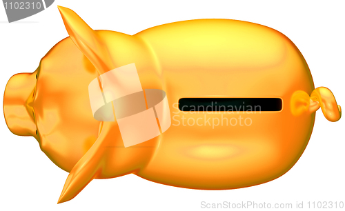 Image of Golden piggy bank top view isolated