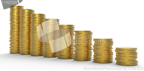 Image of Growth or recession: golden coins stacks