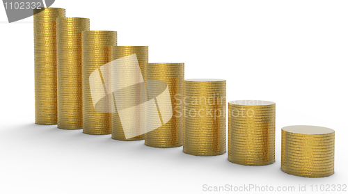 Image of Progress or loss: golden coins stacks 