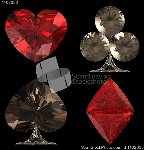 Image of Colored Diamond shaped Card Suits