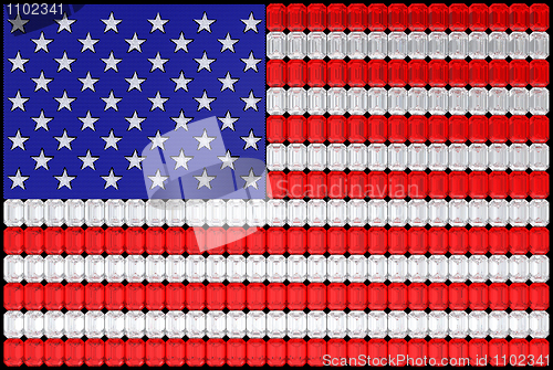 Image of USA flag assembled of diamonds