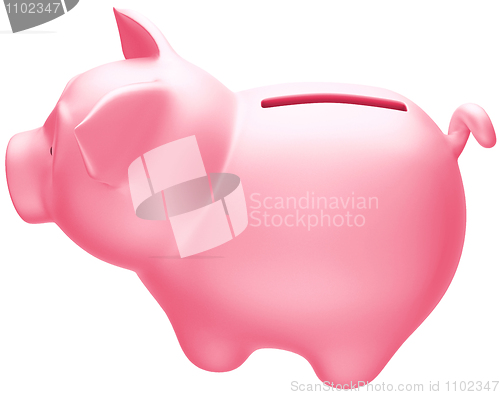 Image of Pink piggy bank side view