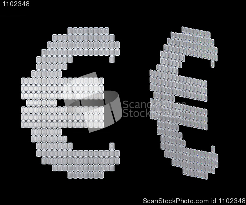 Image of Euro symbol assembled of diamonds