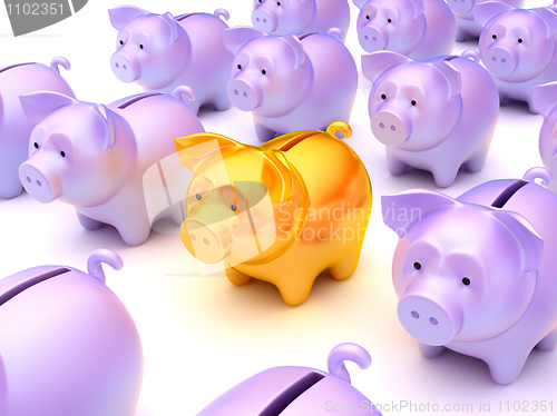 Image of Right choice: Golden piggy bank