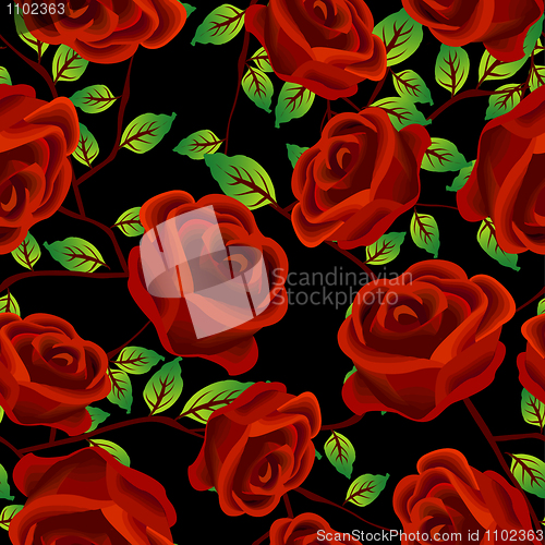 Image of Roses over black pattern