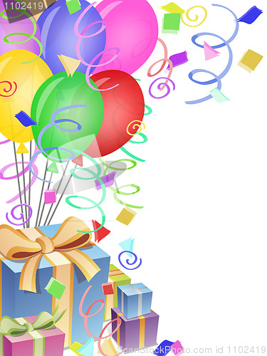 Image of Balloons with Confetti and Presents for Birthday Party