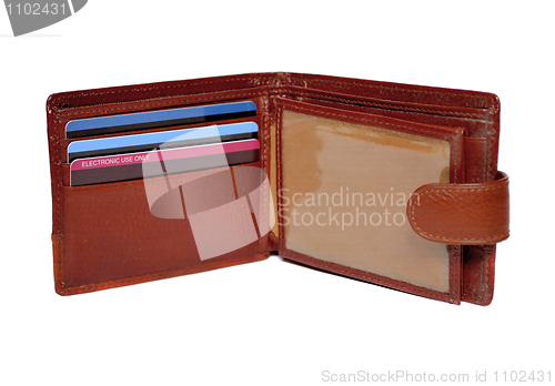 Image of Brown wallet with credit cards
