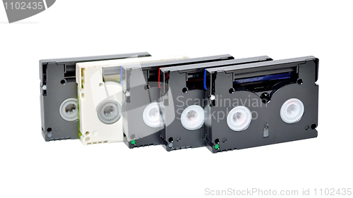 Image of Mini DV cassettes on white background