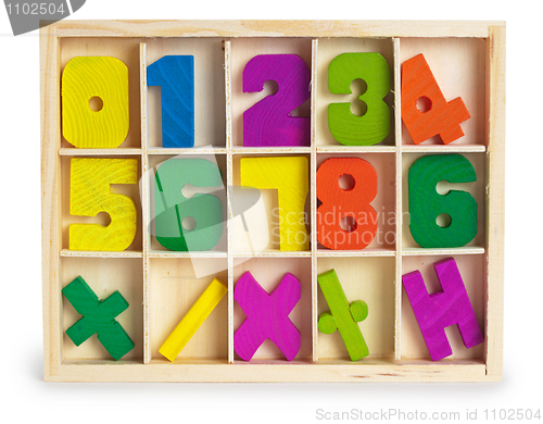 Image of Toy wooden figures in a box