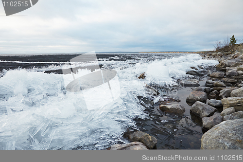 Image of Ice on bank of northern lake - Imandra