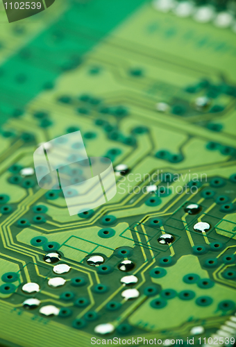 Image of Abstract electronic background - green printed circuit board