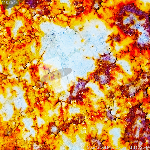 Image of Painted rusty old metal sheet