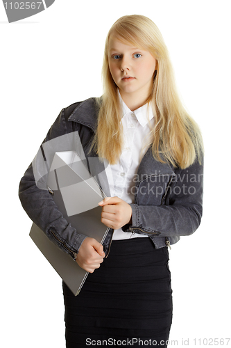 Image of Young blonde - secretary isolated on white