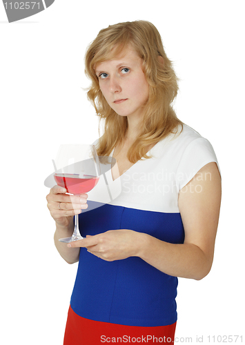 Image of Woman with glass of red wine