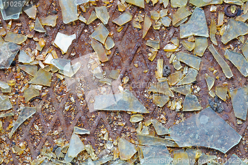 Image of Background - broken glass on steel floor