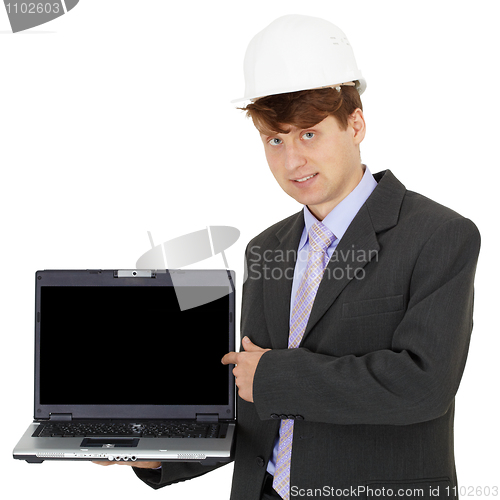 Image of Engineer demonstrates laptop screen