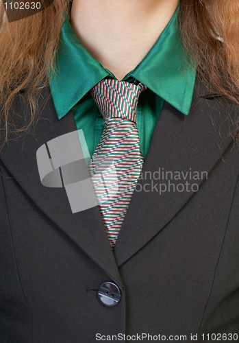 Image of Female business suit - collar and a tie