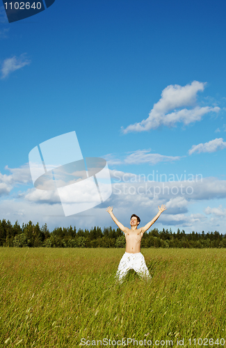 Image of Young man is happy