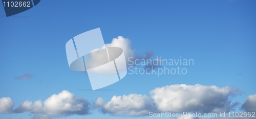 Image of Blue cloudy sky - panoramic background