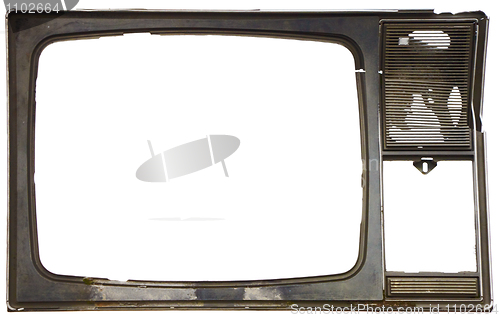 Image of Old dirty frame of broken TV
