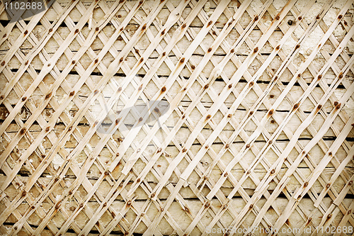 Image of Wooden wall deprived of plaster - backdrop