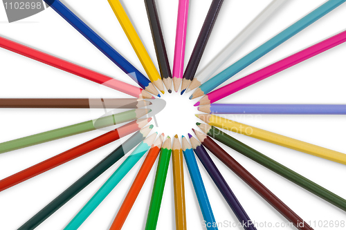 Image of Great set of color pencils on white background