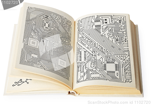 Image of Open book with electronic schemes