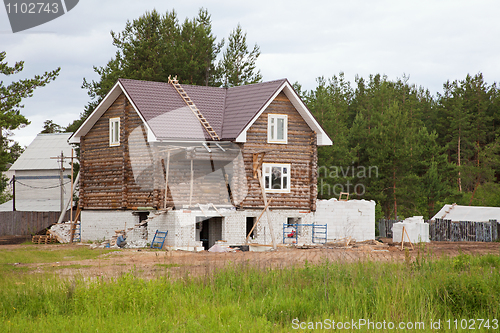 Image of Building of wooden rural house