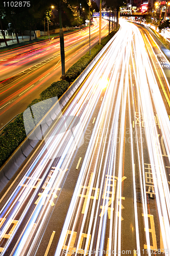 Image of traffic in city at night