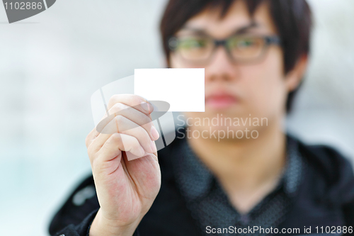 Image of Blank business card in hand