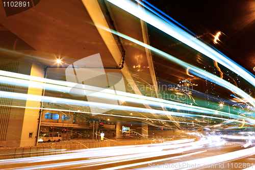 Image of traffic in city at night