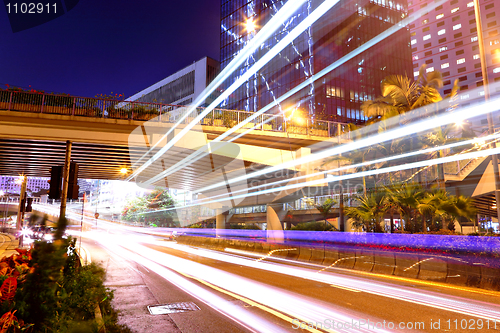 Image of light trails in mega city