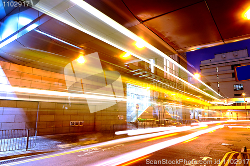Image of traffic in city at night