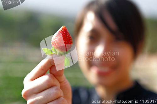 Image of girl pick strawberry