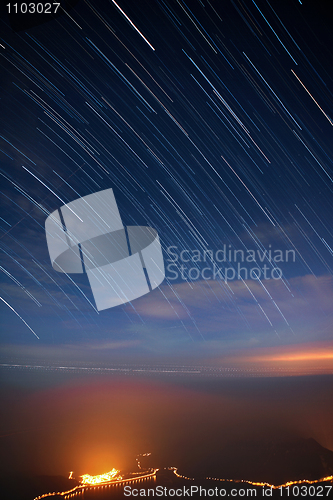 Image of star trails in the sky