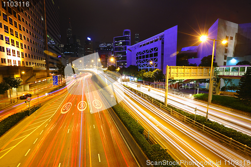Image of traffic in city at night