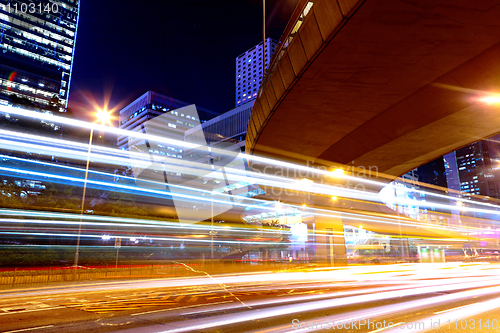 Image of traffic in city at night