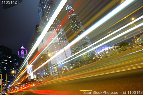 Image of traffic through downtown HongKong