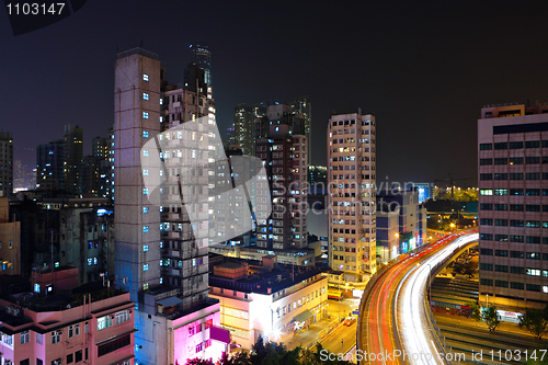 Image of traffic by night in Hong Kong