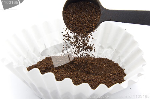 Image of Pouring ground coffee