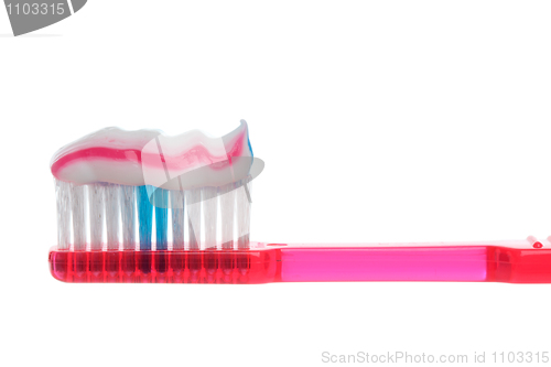 Image of Toothbrush with striped toothpaste