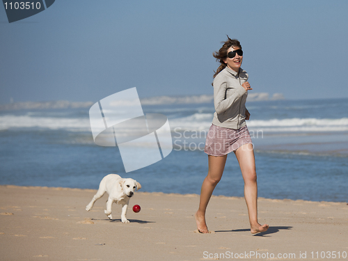 Image of Girl with her cute dog