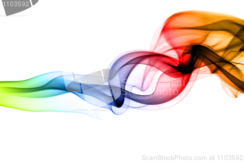 Image of Bright colorful fume waves on white 